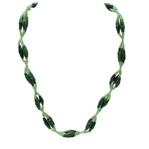 Bead for Life Seed Beed Twisted Long Necklace Green Hook Closure Vintage